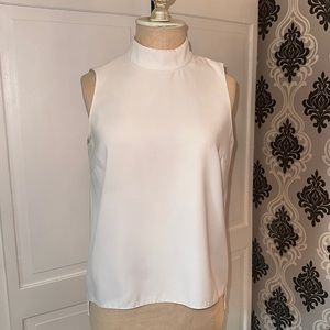 Zara White Turtle Neck Sleeveless Blouse